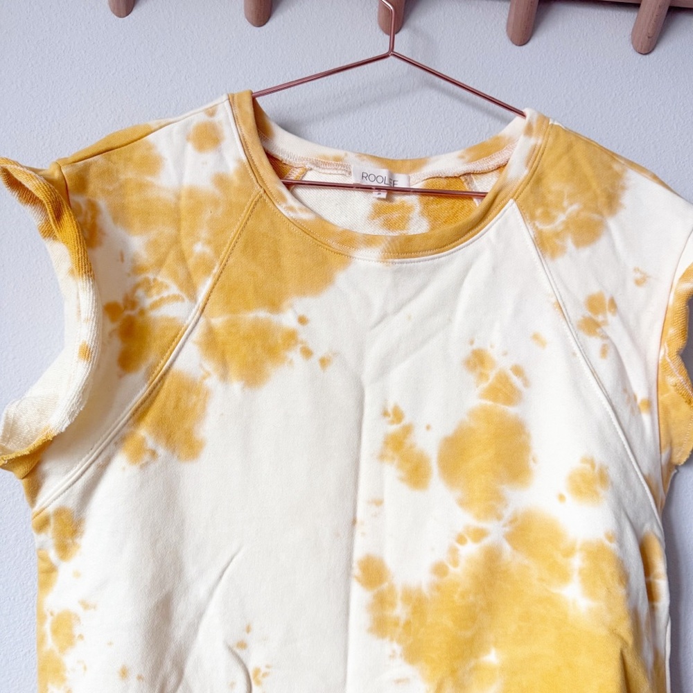 Roolee Yellow Tie-Dye Short Sleeve Sweatshirt - Picture 3 of 11